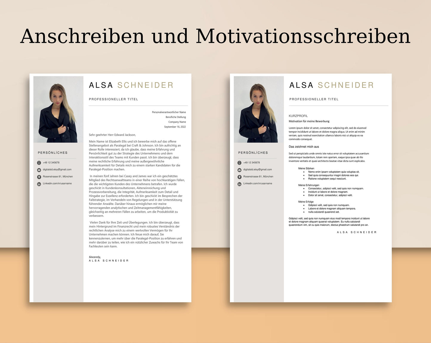 Bewerbungsvorlagen, Lebenslauf, Anschreiben, Anlagen, Deckblatt, Bewerbun, Moderner Lebenslauf, Word, Apple Pages, Deutsch, Resume Template