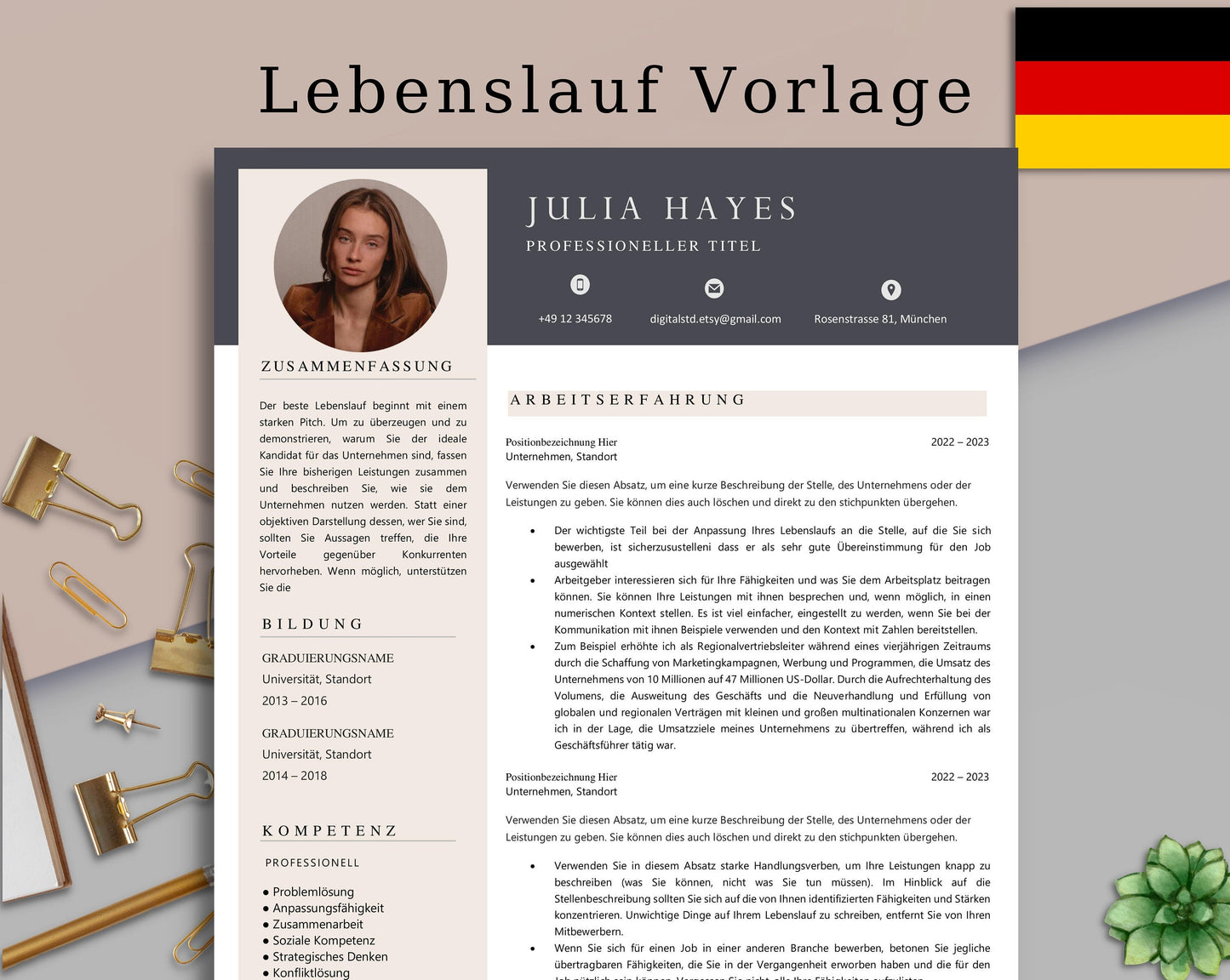 Bewerbungsvorlagen Deutsch, Lebenslauf Vorlage Word und Pages, Bewerbung Vorlage, Deckblatt, Bewerbungsvorlagen Deutsch, Curriculum Vitae