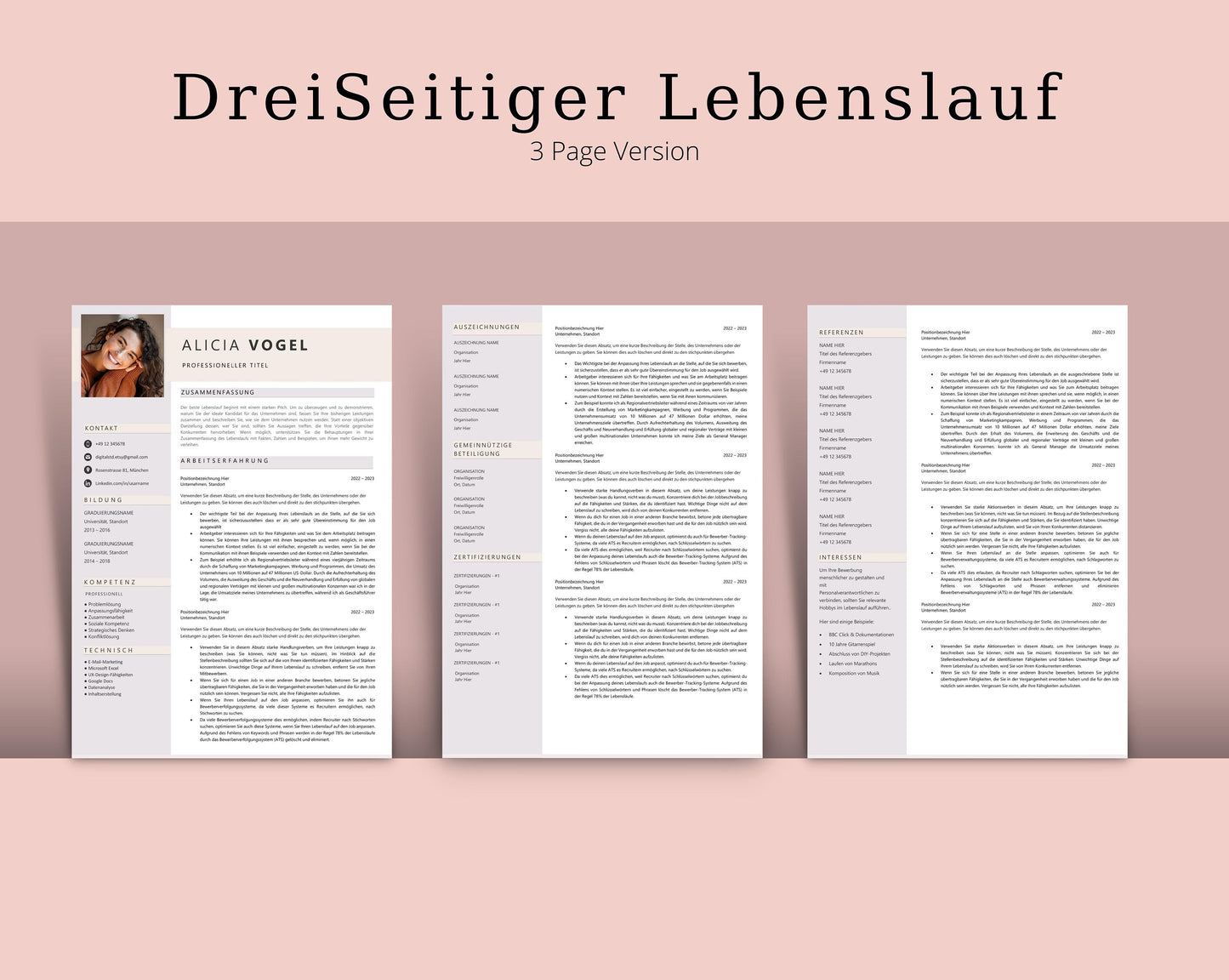 Bewerbungsvorlagen, Lebenslauf Vorlage, Word, Mac, Pages, Moderner Lebenslauf, Bewerbung, Anschreiben, Anlagen, Deckblatt, Resume Template