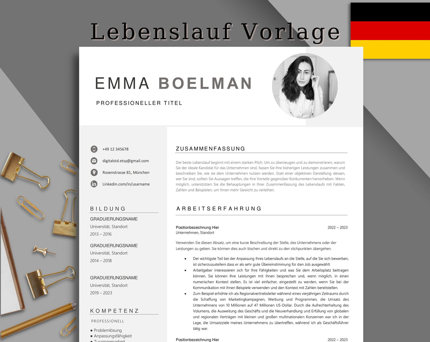 Bewerbungsvorlagen, Lebenslauf Vorlage für Word, Mac Pages, Moderner Lebenslauf, Deckblatt, Anschreiben, Anlagen,Bewerbung, Resume Template