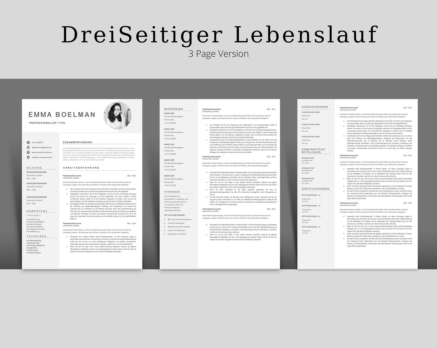 Bewerbungsvorlagen, Lebenslauf Vorlage für Word, Mac Pages, Moderner Lebenslauf, Deckblatt, Anschreiben, Anlagen,Bewerbung, Resume Template