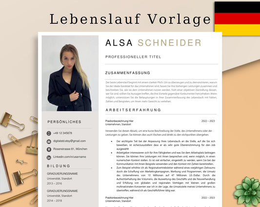 Bewerbungsvorlagen, Lebenslauf, Anschreiben, Anlagen, Deckblatt, Bewerbun, Moderner Lebenslauf, Word, Apple Pages, Deutsch, Resume Template