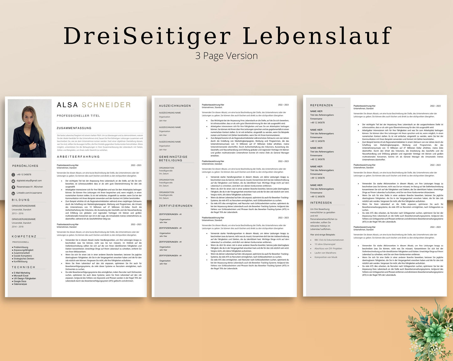 Bewerbungsvorlagen, Lebenslauf, Anschreiben, Anlagen, Deckblatt, Bewerbun, Moderner Lebenslauf, Word, Apple Pages, Deutsch, Resume Template