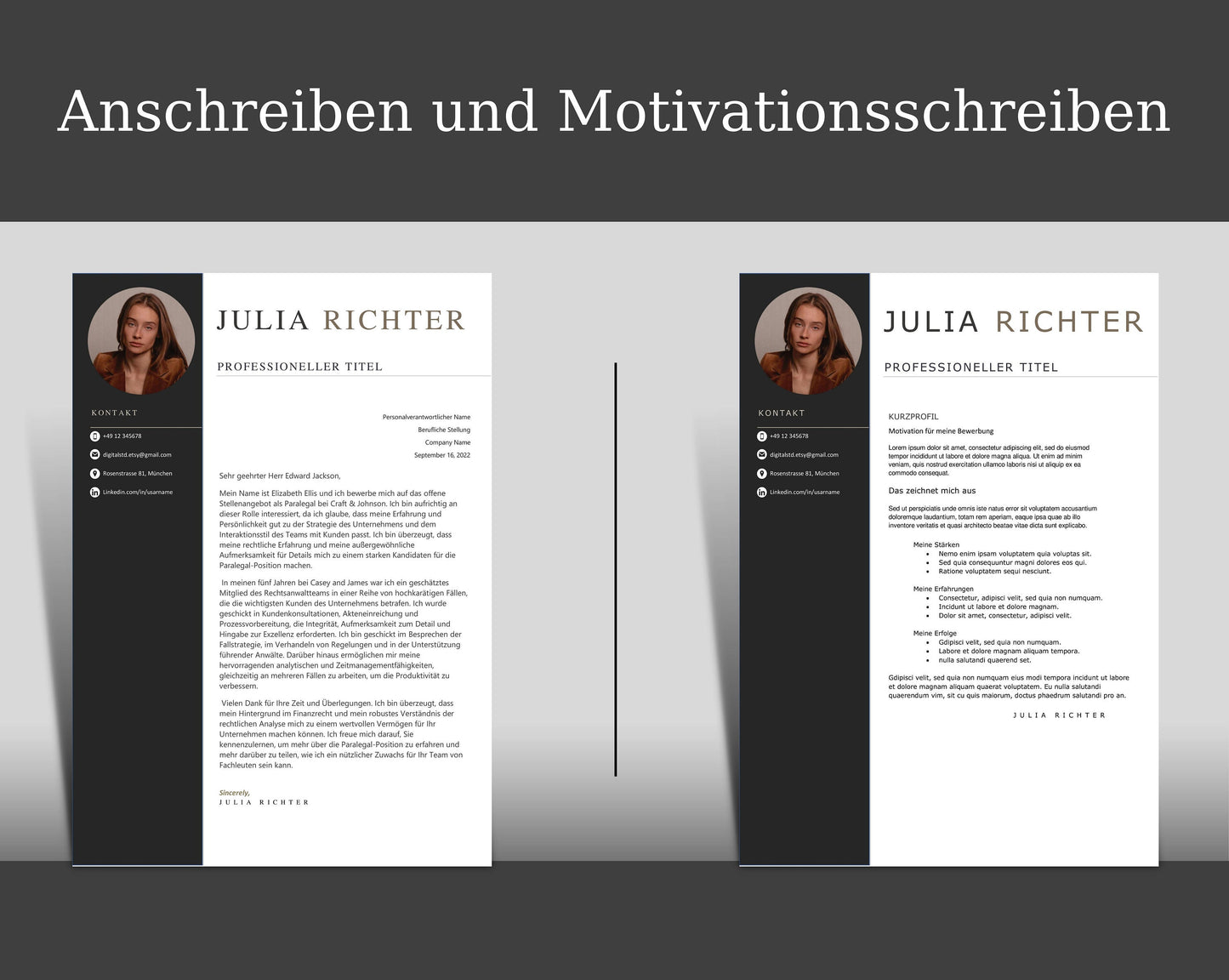 Bewerbungsvorlagen Deutsch | Lebenslauf Vorlage für Word | professioneller Lebenslauf Deutsch | Bewerbung | CV Vorlage | CV Template German