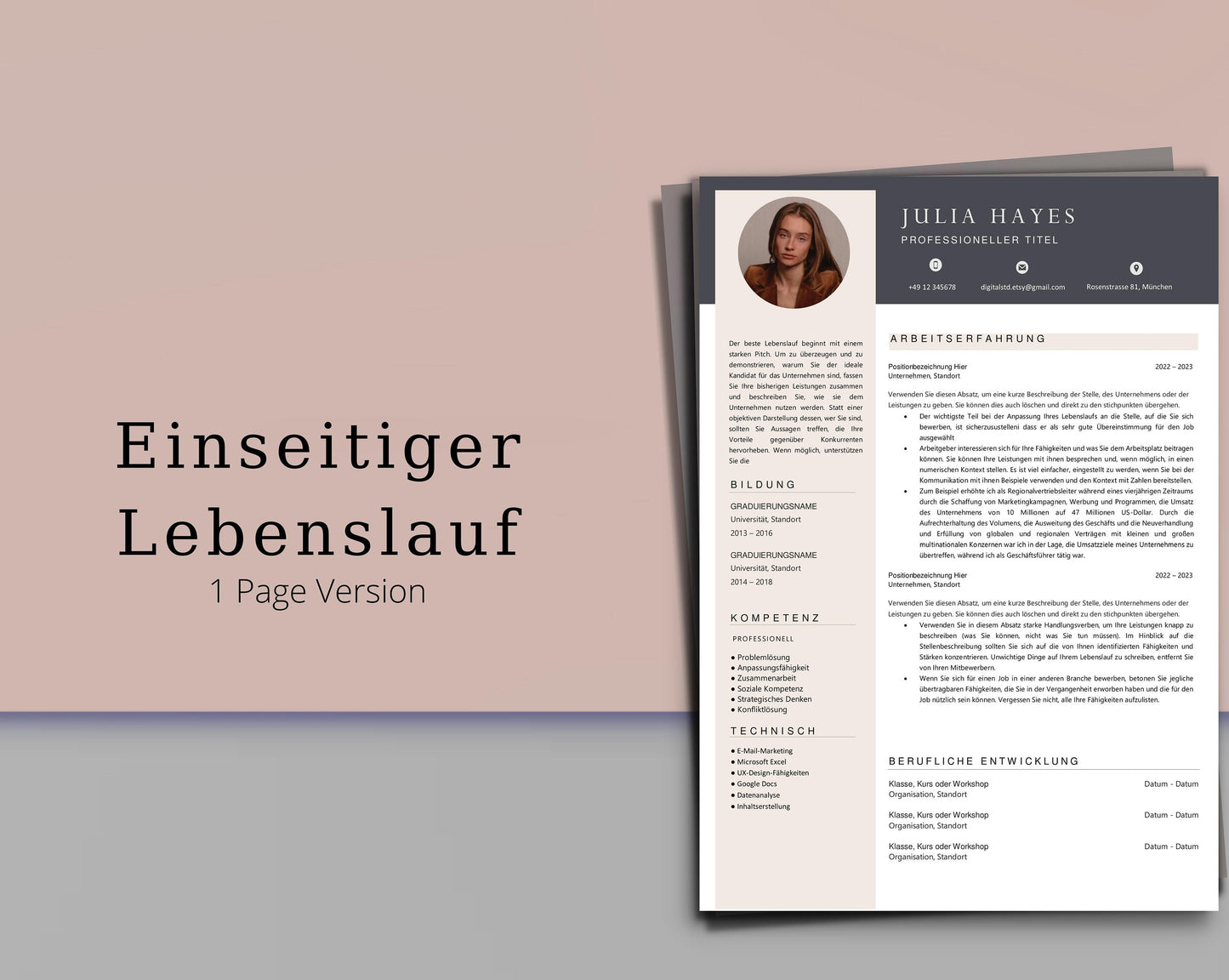 Bewerbungsvorlagen Deutsch, Lebenslauf Vorlage Word und Pages, Bewerbung Vorlage, Deckblatt, Bewerbungsvorlagen Deutsch, Curriculum Vitae