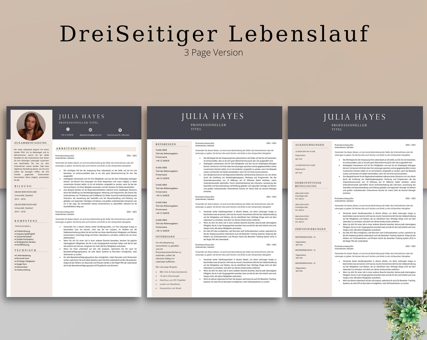 Bewerbungsvorlagen Deutsch, Lebenslauf Vorlage Word und Pages, Bewerbung Vorlage, Deckblatt, Bewerbungsvorlagen Deutsch, Curriculum Vitae