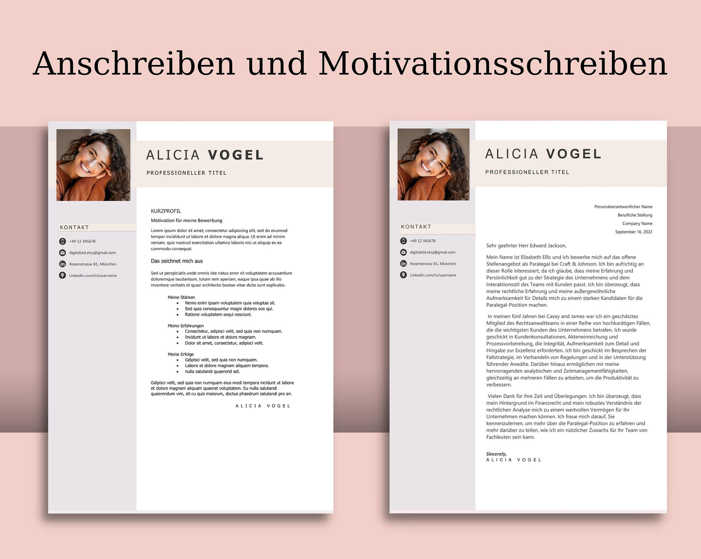 Bewerbungsvorlagen, Lebenslauf Vorlage, Word, Mac, Pages, Moderner Lebenslauf, Bewerbung, Anschreiben, Anlagen, Deckblatt, Resume Template