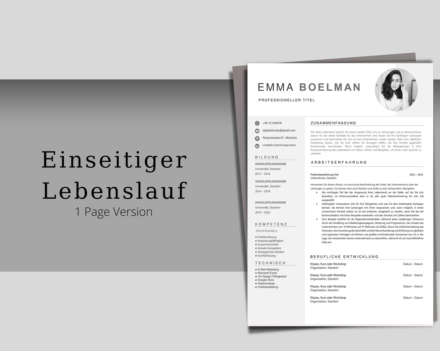 Bewerbungsvorlagen, Lebenslauf Vorlage für Word, Mac Pages, Moderner Lebenslauf, Deckblatt, Anschreiben, Anlagen,Bewerbung, Resume Template