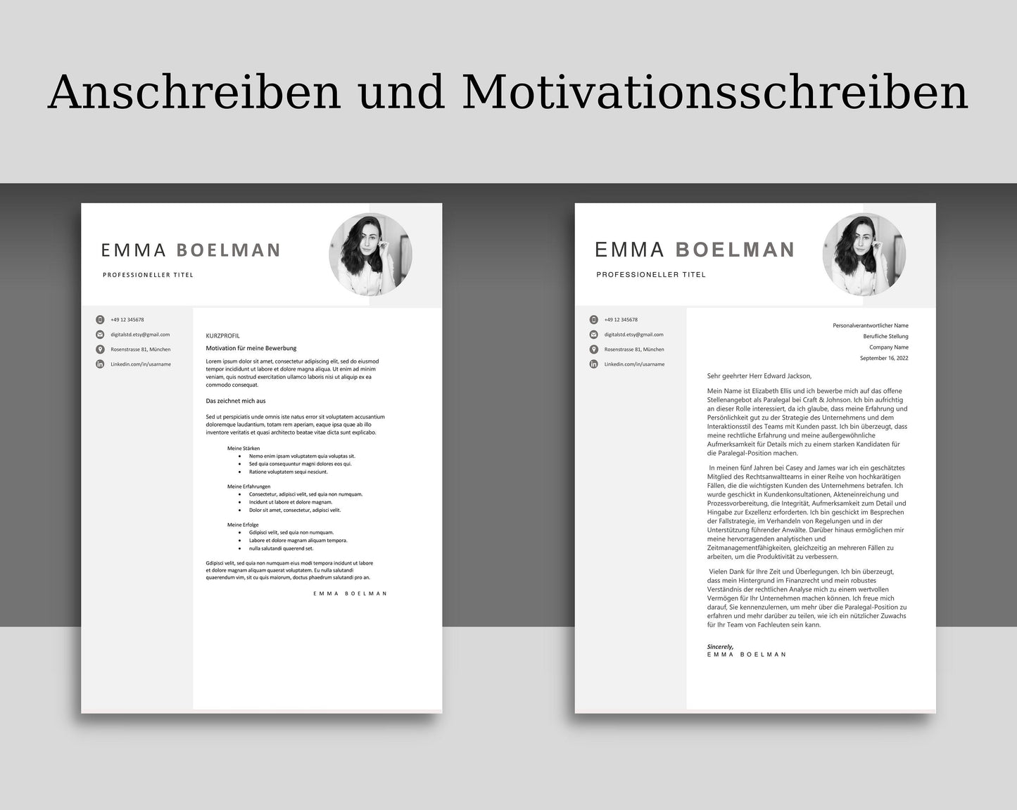 Bewerbungsvorlagen, Lebenslauf Vorlage für Word, Mac Pages, Moderner Lebenslauf, Deckblatt, Anschreiben, Anlagen,Bewerbung, Resume Template