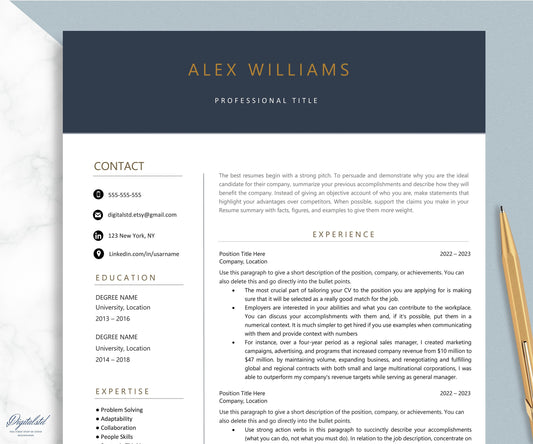 Modern Resume Template | CV Template, Cover Letter | Professional Resume for Word, Pages, Pc 3 page Minimal Resume, Instant Digital Download