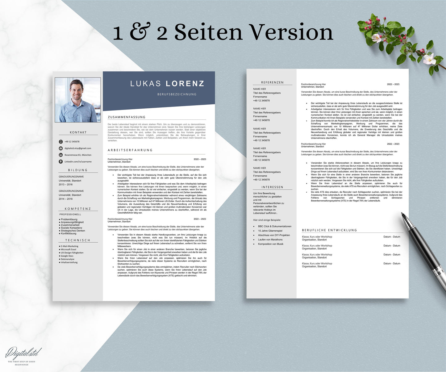 Lebenslauf Vorlage Word | Bewerbungsvorlagen, Menn | CV German | moderner Lebenslauf deutsch | Bewerbung | CV Vorlage | CV Template German