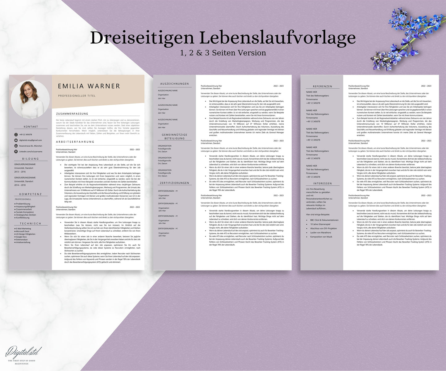 Bewerbungsvorlagen, Lebenslauf Vorlage, Moderner Lebenslauf für Word Apple Pages, Bewerbungsvorlage Deutsch, CV Vorlage, Curriculum Vitae