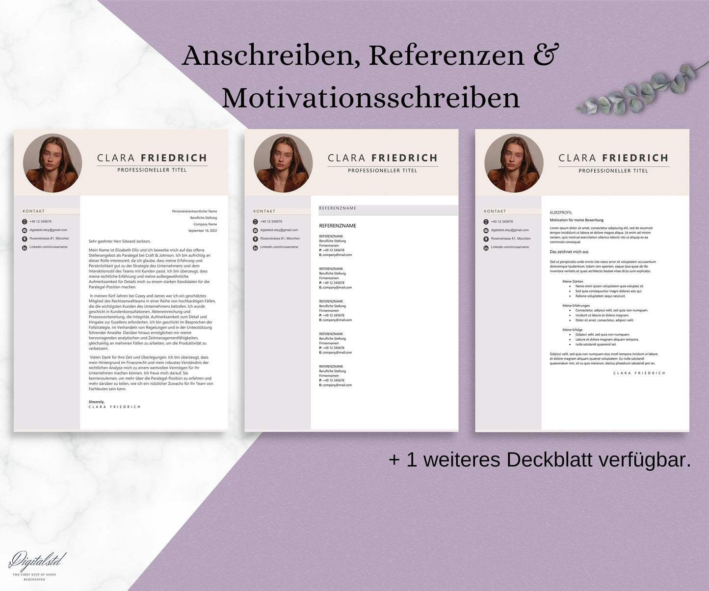 Lebenslauf Vorlage, Bewerbungsvorlage Deutsch Word für Pages, Deckblatt, Anschreiben Application Template German, Curriculum Vitae German