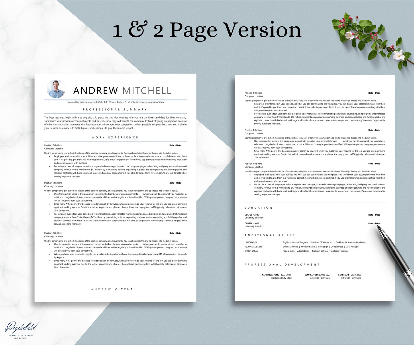 ATS Resume Template, Word, Pages, Minimalist ATS Friendly, CV, Template, Professional Resume, Modern Executive Resume, Basic Simple Resume