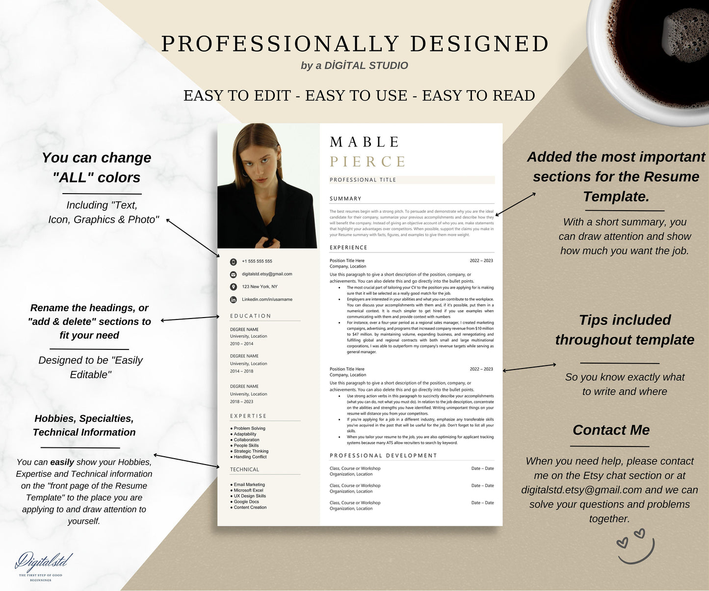 Resume Template | Resume Template Word | CV Mac Pages | 2024 Modern Resume Template | Professional Resume Template | Resume and Cover Letter