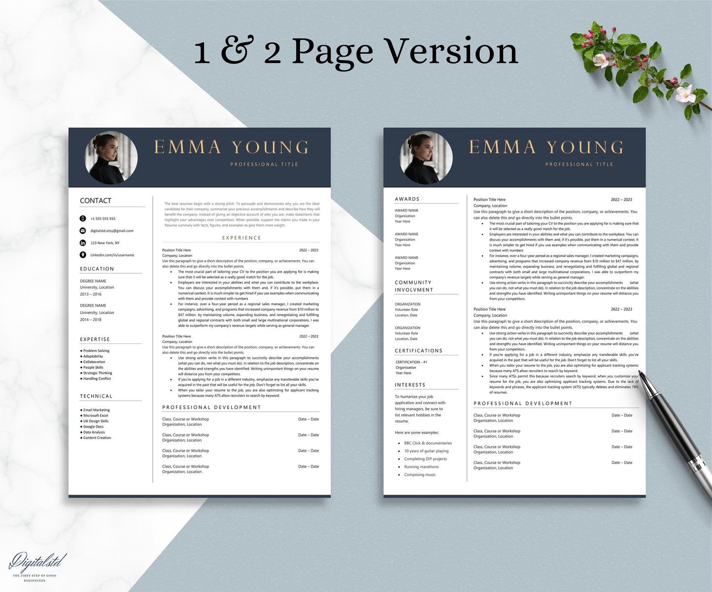 Resume Template for Word & Pages, CV Template, 2024 Modern Resume Template Instant Download, Marketing Resume, Executive Resume Template