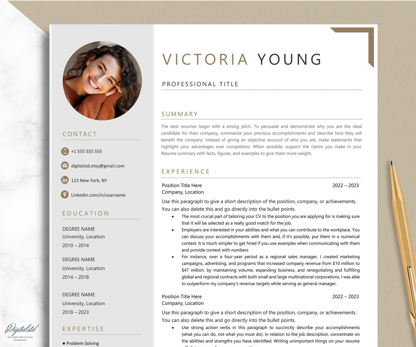 Resume Template with Photo, Professional Resume Template for Word & Pages, Clean CV Template, Resume and Cover Letter Template, Lebenslauf