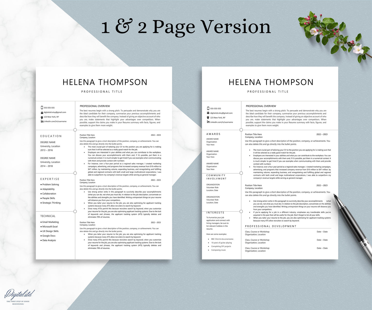 2024 Resume Template Google Docs, Mac Pages, Word Cv Template Professional, Resume and Cover Letter Template Simple Clean Resume Design