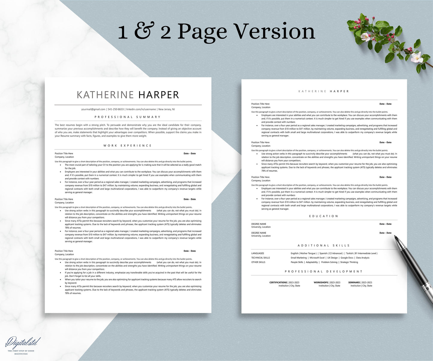 2025 Simple ATS Resume Template Word, Mac Pages, ATS Cv Template Word, Clean, Professional Modern ATS Friendly Templates, Resume Template