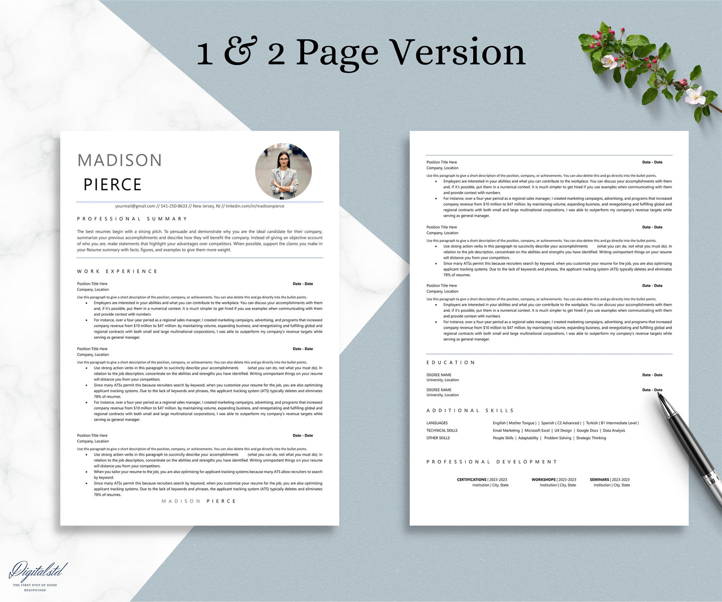 ATS Resume Template Word, Pages, ATS Friendly Resume Template, Clean CV, Resume Template, Professional Resume, Minimalist Resume Template