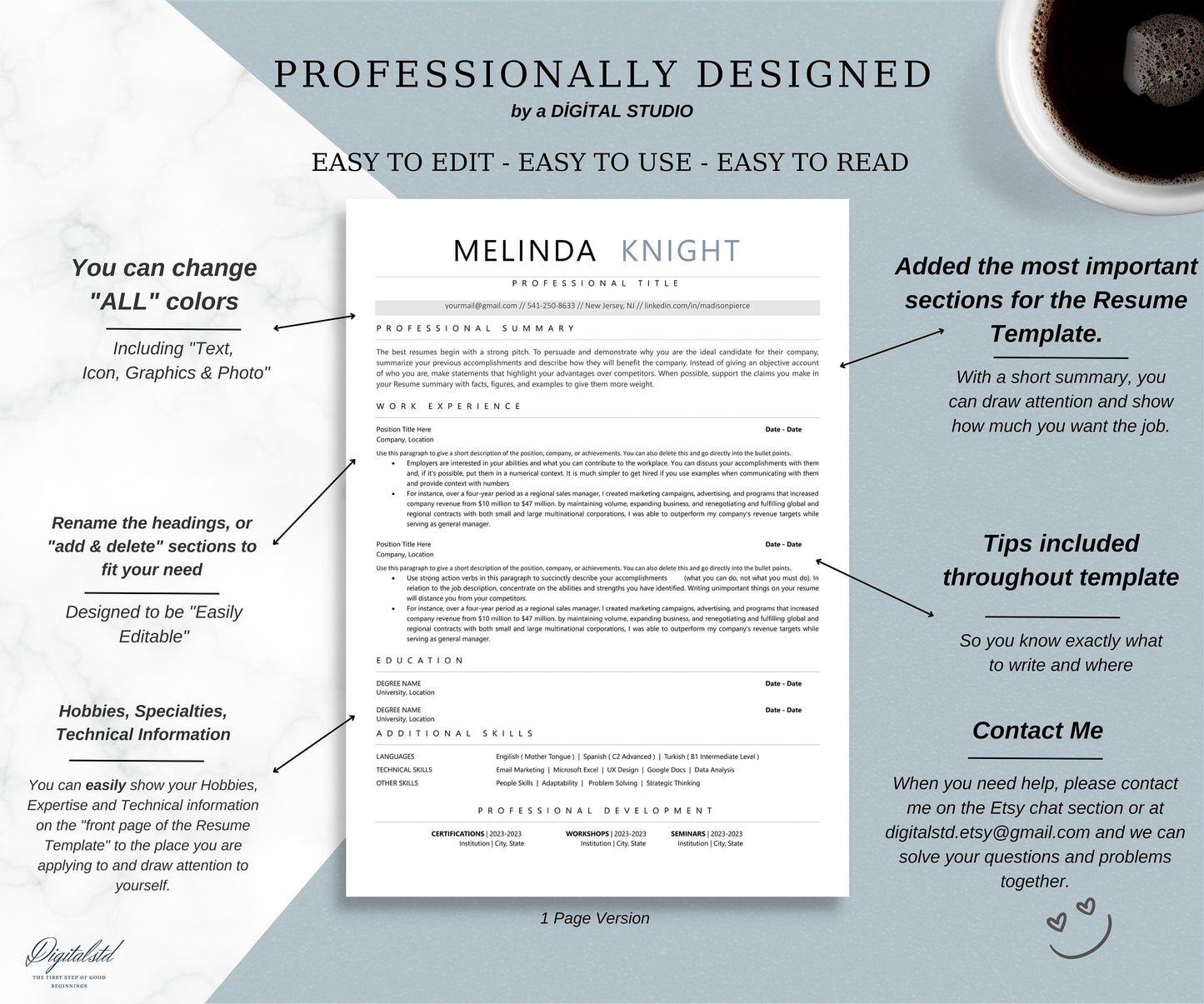 ATS Friendly Resume Template for Word, Google Docs | ATS Resume, Instant Download,  Professional Resume, Modern Resume, Minimalist Resume