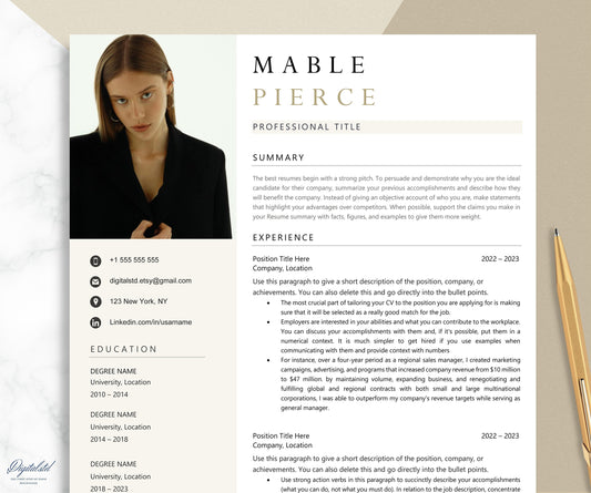 Resume Template | Resume Template Word | CV Mac Pages | 2024 Modern Resume Template | Professional Resume Template | Resume and Cover Letter