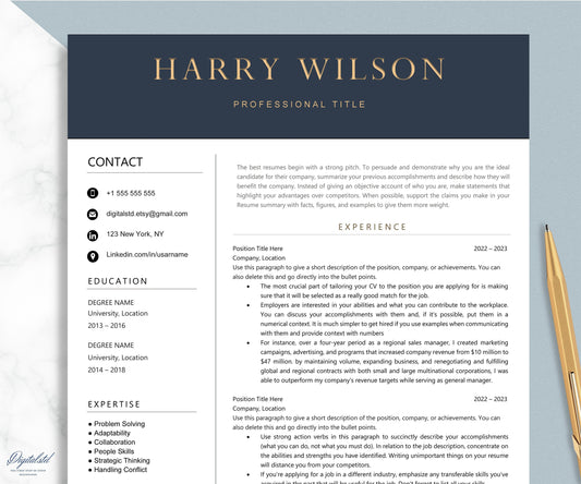 Clean Resume Template Google Docs, Word & Pages, Minimalist Executive Resume, Simple Modern Smooth Template, Minimal Resume Template 2024