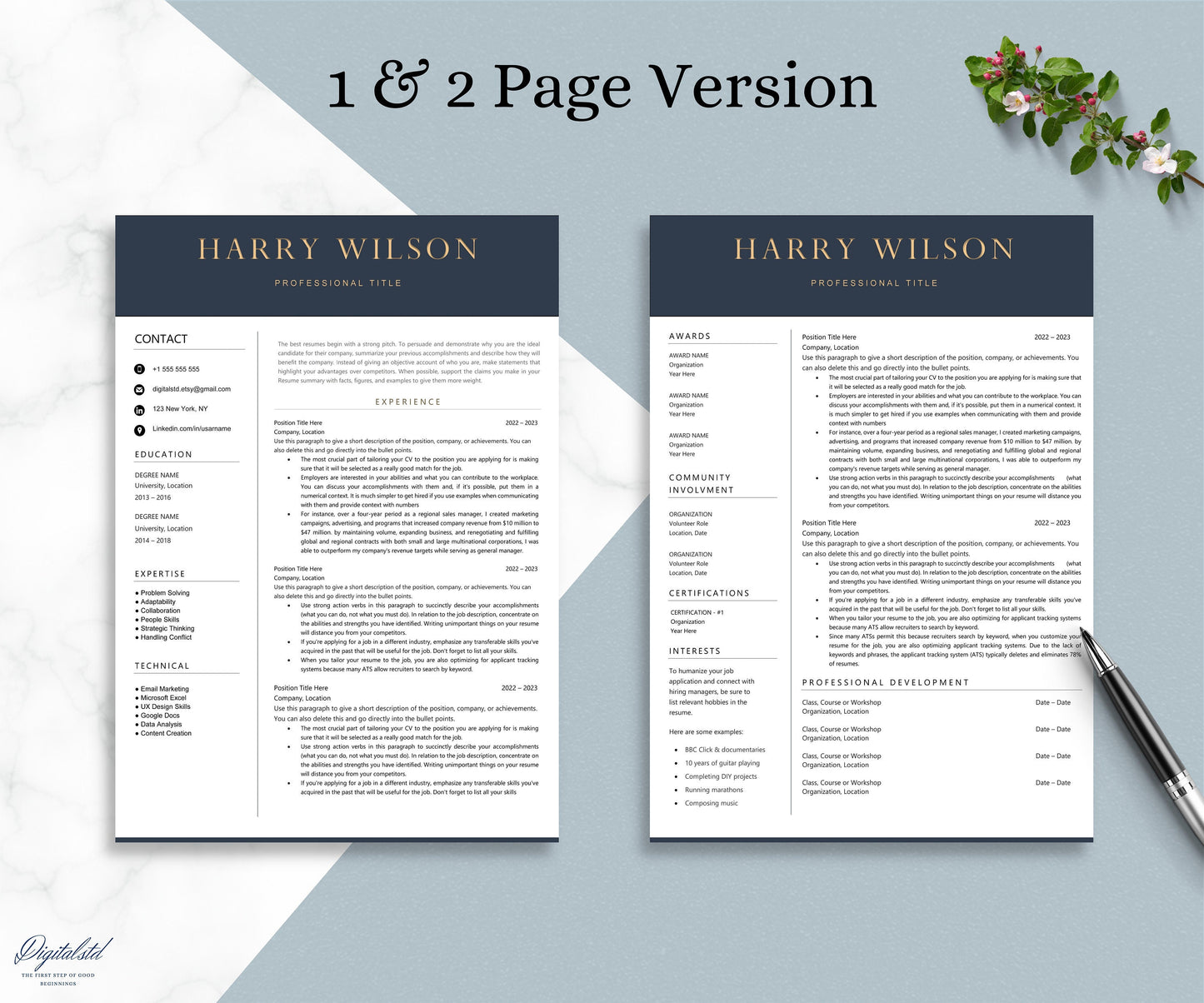 Clean Resume Template Google Docs, Word & Pages, Minimalist Executive Resume, Simple Modern Smooth Template, Minimal Resume Template 2024