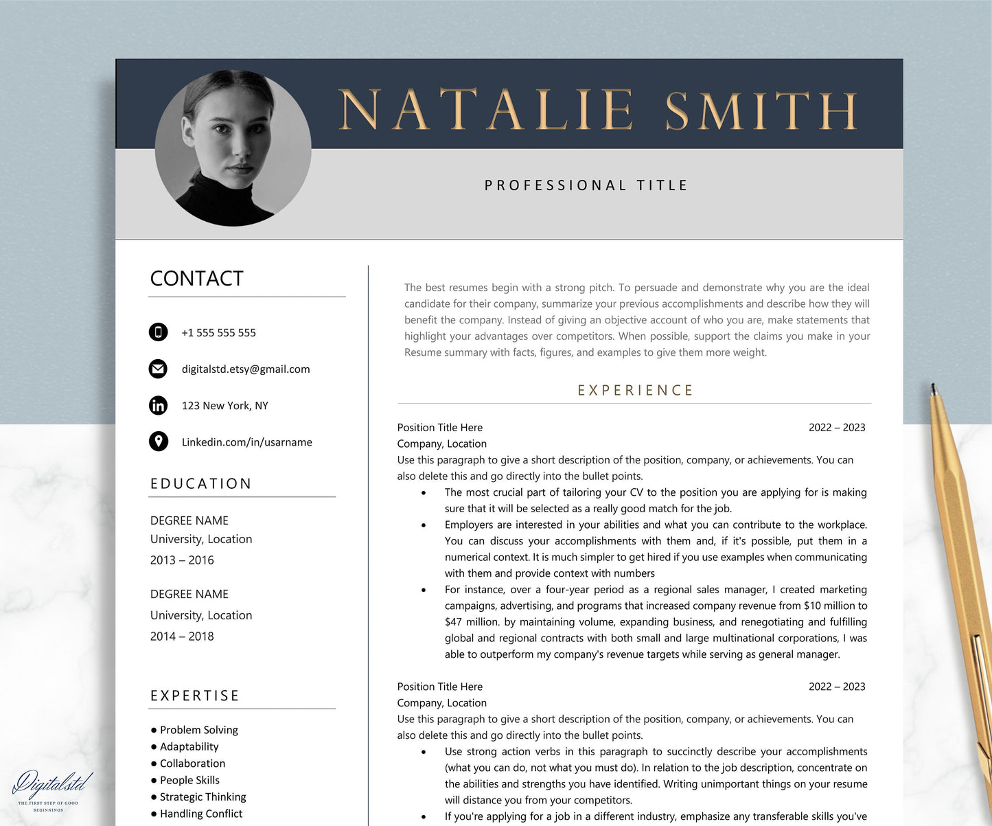 Resume Template, Modern Resume Template with Photo, Resume Template Word, Mac Pages, Creative Resume, Cover Letter, Professional CV Template