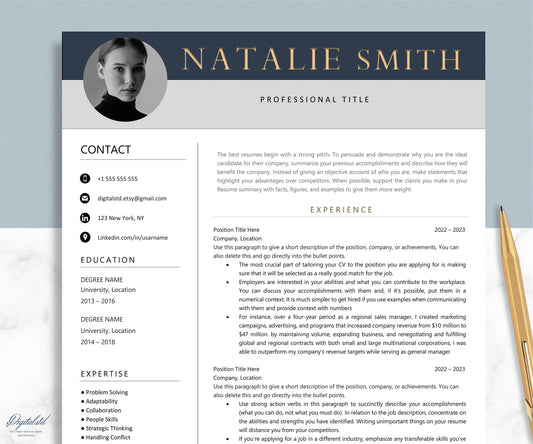 Resume Template, Modern Resume Template with Photo, Resume Template Word, Mac Pages, Creative Resume, Cover Letter, Professional CV Template