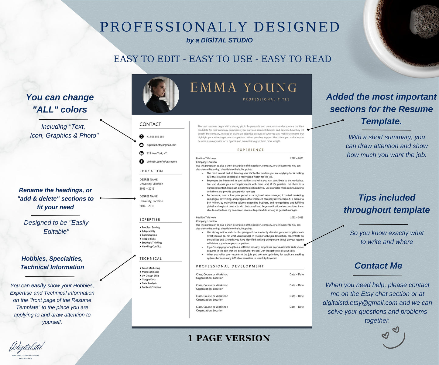 Resume Template for Word & Pages, CV Template, 2024 Modern Resume Template Instant Download, Marketing Resume, Executive Resume Template