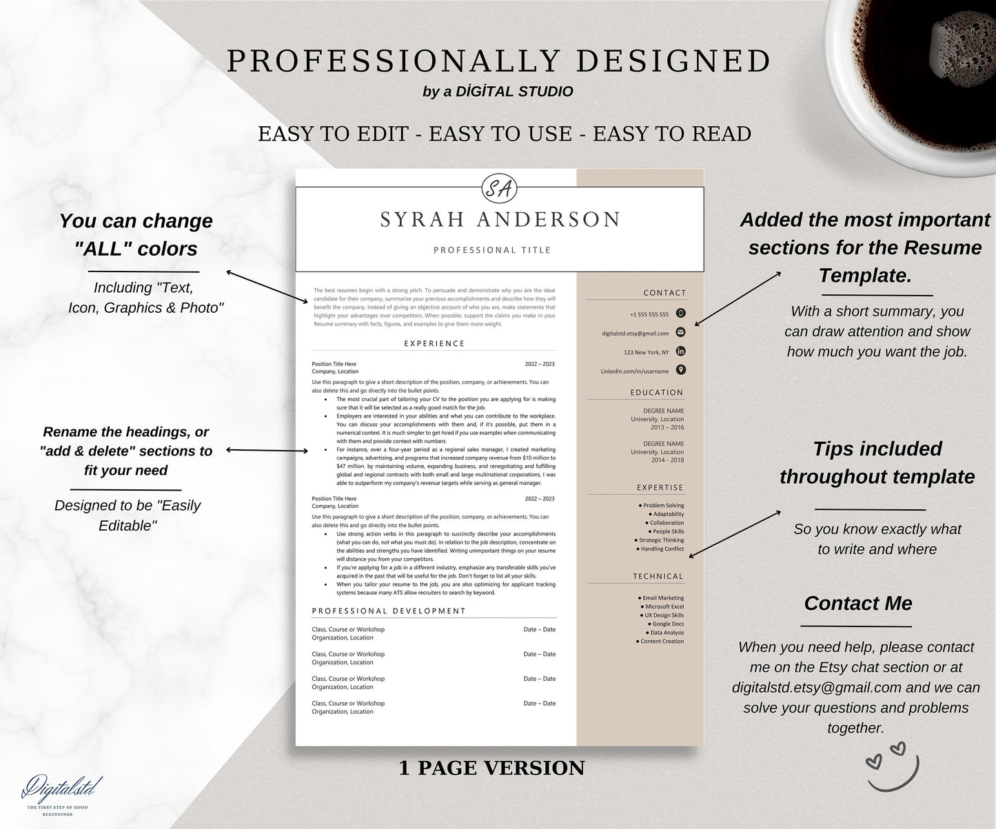 Best Professional Resume Template, Word & Apple Pages | 1, 2, 3, 4, 5 Page Resume Templates with Matching Cover Letter