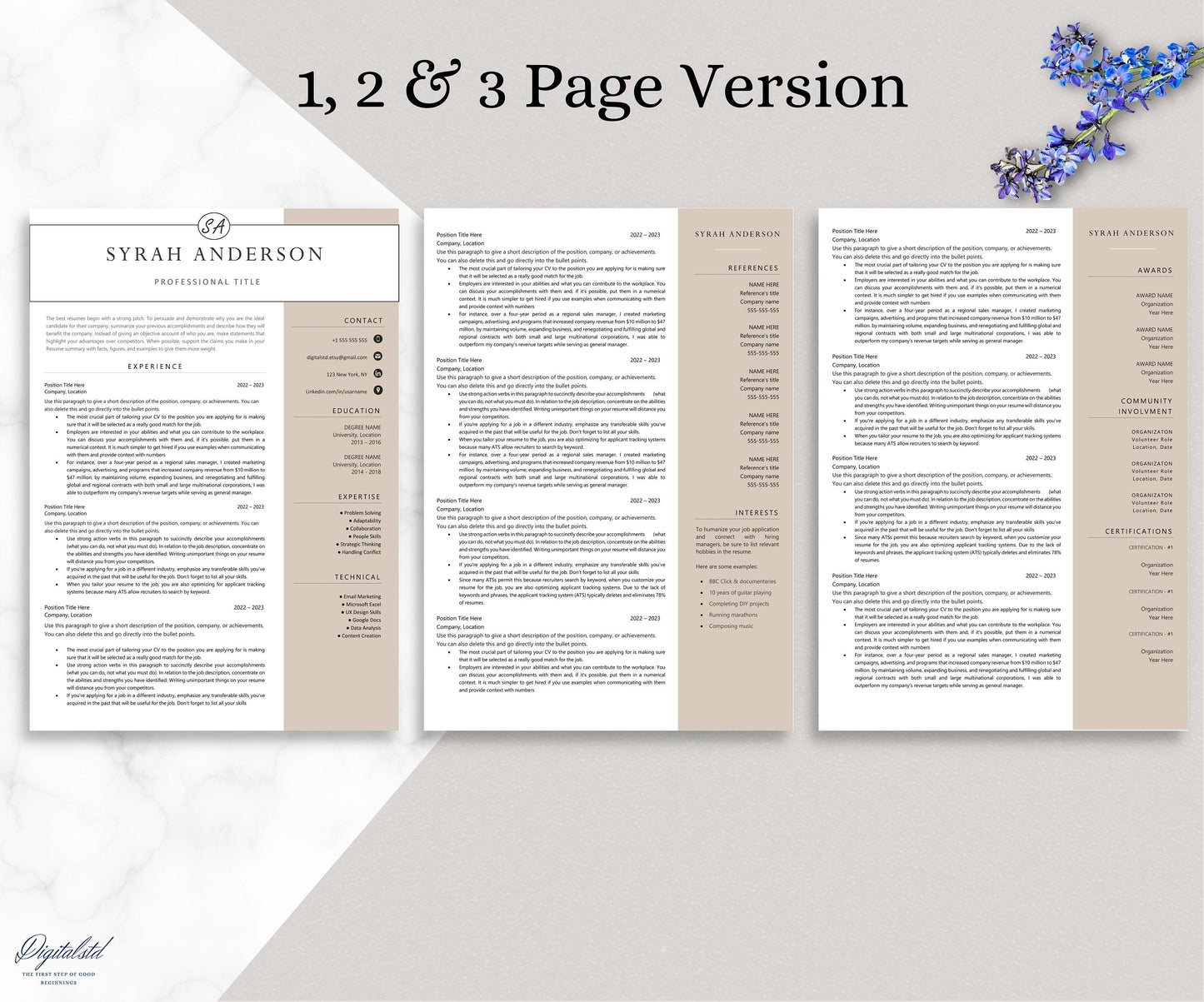 Best Professional Resume Template, Word & Apple Pages | 1, 2, 3, 4, 5 Page Resume Templates with Matching Cover Letter