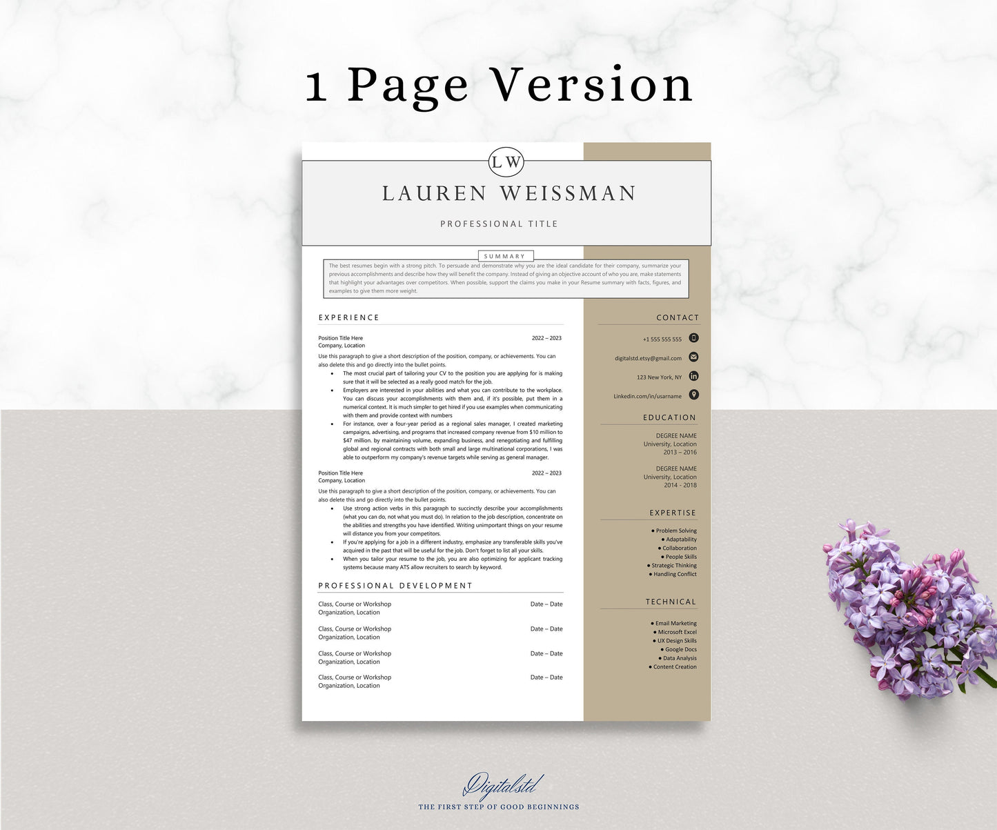 3 page Resume Template Cover Letter and References Template for MS Word Mac Printable | Modern Resume | Professional and Creative Design