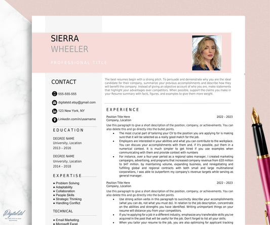 Resume Template, 3 Page, Word, Pages, CV Template, Professional Design, Executive Resume Template, Clean Curriculum Vitae, Minimalist, Free