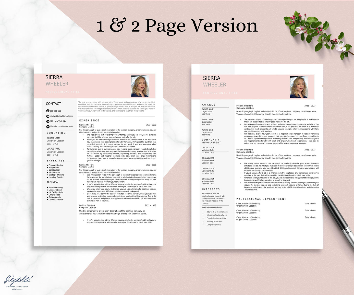 Resume Template, 3 Page, Word, Pages, CV Template, Professional Design, Executive Resume Template, Clean Curriculum Vitae, Minimalist, Free