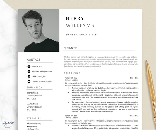 Cv Template, Resume Template, Cv Design Word and Pages, Best Cv Resume Layout, 2024 Resume with image photo picture, Resume CV 1, 2, 3 page