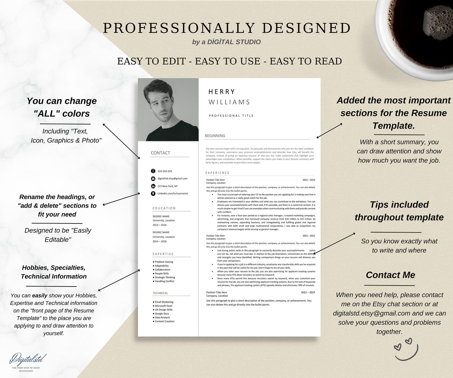 Cv Template, Resume Template, Cv Design Word and Pages, Best Cv Resume Layout, 2024 Resume with image photo picture, Resume CV 1, 2, 3 page