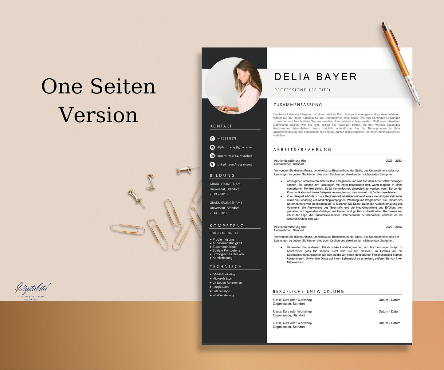 Bewerbungsvorlagen 2025, Lebenslauf Vorlage Deutsch, Bewerbung Vorlage Word, Pages, Bewerbungsvorlage, Deckblatt, Curriculum Vitae Template