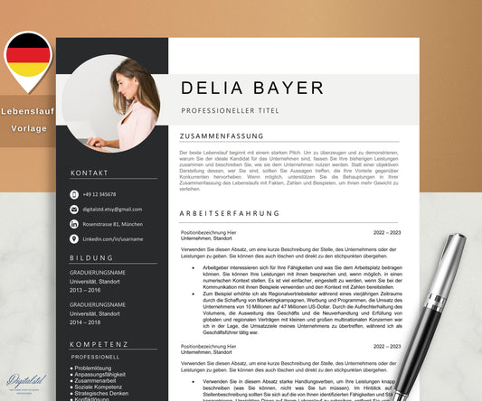 Bewerbungsvorlagen 2025, Lebenslauf Vorlage Deutsch, Bewerbung Vorlage Word, Pages, Bewerbungsvorlage, Deckblatt, Curriculum Vitae Template