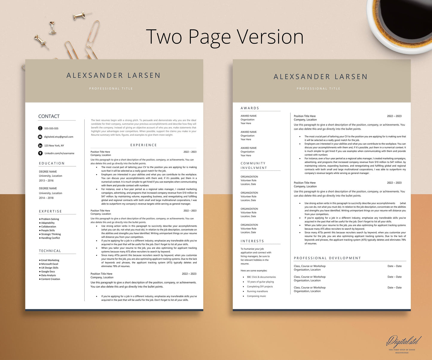 Resume Template, Cv Template Word, Resume Google Doc, Cv Google Docs, CV Template Modern,  Professional, Resume Template 1, 2 or 3 Page