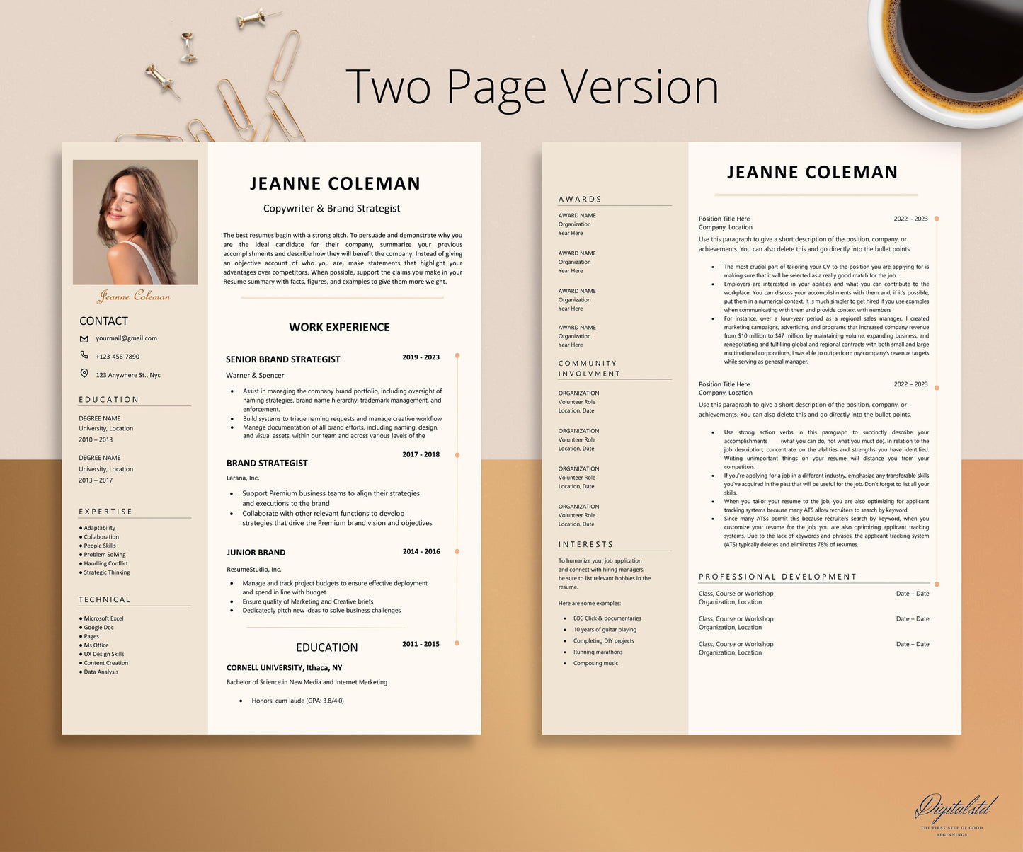 Simple Resume Template Word, Apple Pages, Google Docs, Modern Resume Template, CV Template, Executive Resume Template, Curriculum Vitae