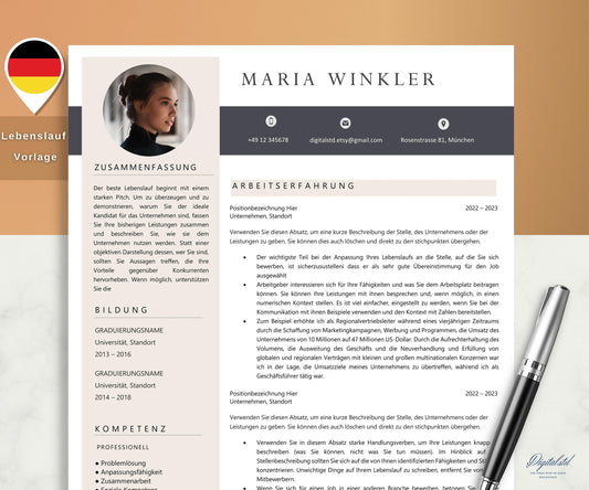 Bewerbungsvorlagen, Lebenslauf Vorlage, Deutsch, Bewerbung Vorlage Word und Pages, Deckblatt, Bewerbungsvorlage, Curriculum Vitae Template