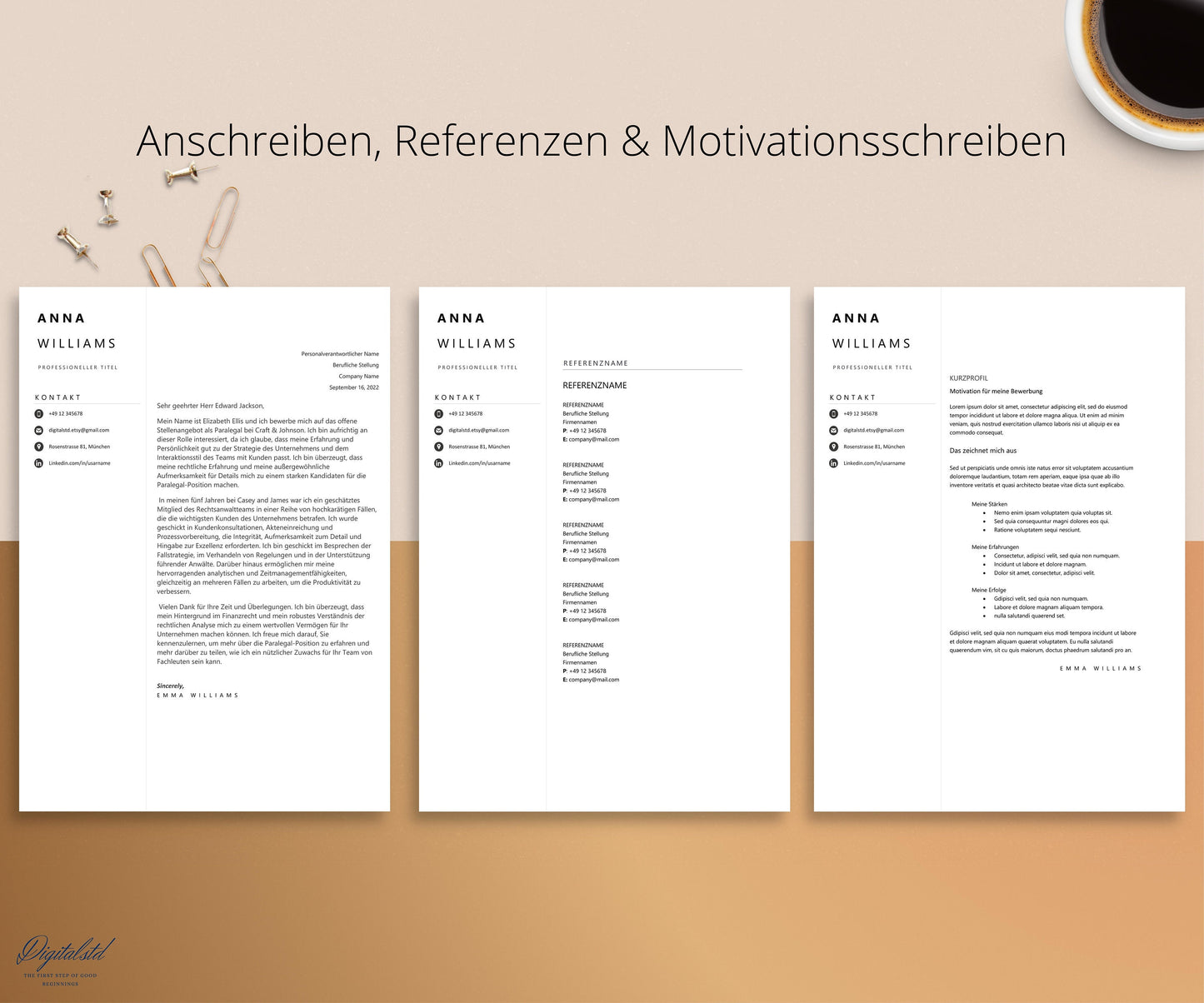 Lebenslauf Vorlage Word & Pages, Bewerbungsvorlage Deutsch, Lebenslauf Vorlage, moderner Lebenslauf, Professionelle CV Vorlage