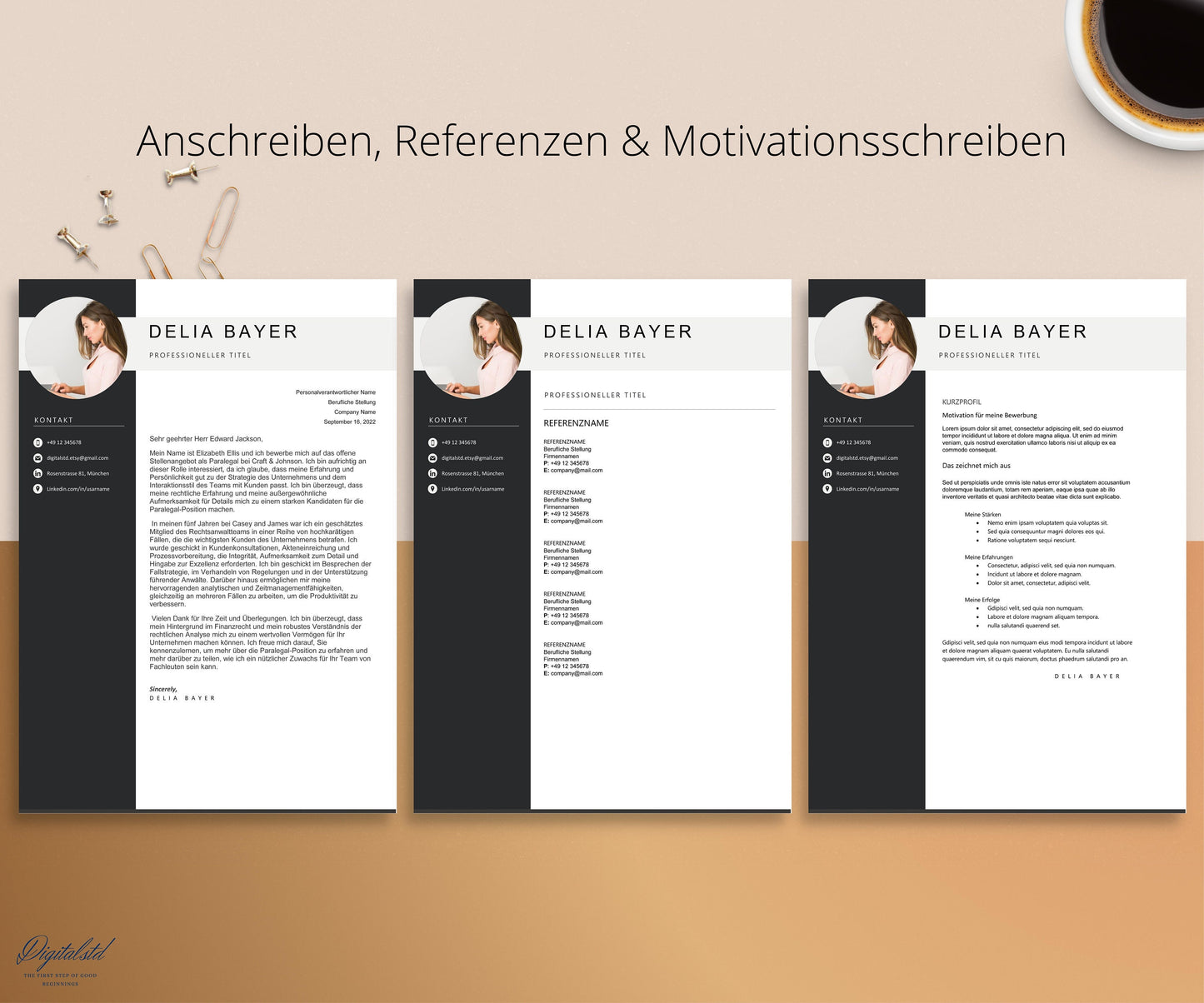 Bewerbungsvorlagen 2025, Lebenslauf Vorlage Deutsch, Bewerbung Vorlage Word, Pages, Bewerbungsvorlage, Deckblatt, Curriculum Vitae Template