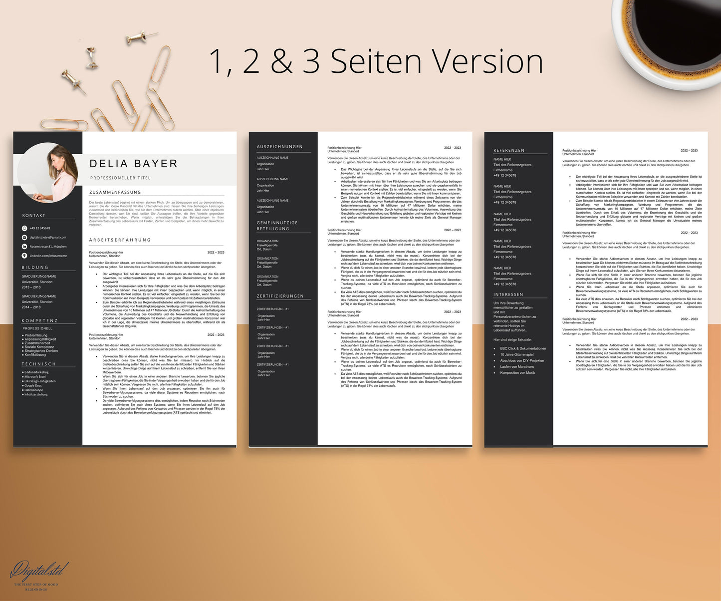 Bewerbungsvorlagen 2025, Lebenslauf Vorlage Deutsch, Bewerbung Vorlage Word, Pages, Bewerbungsvorlage, Deckblatt, Curriculum Vitae Template