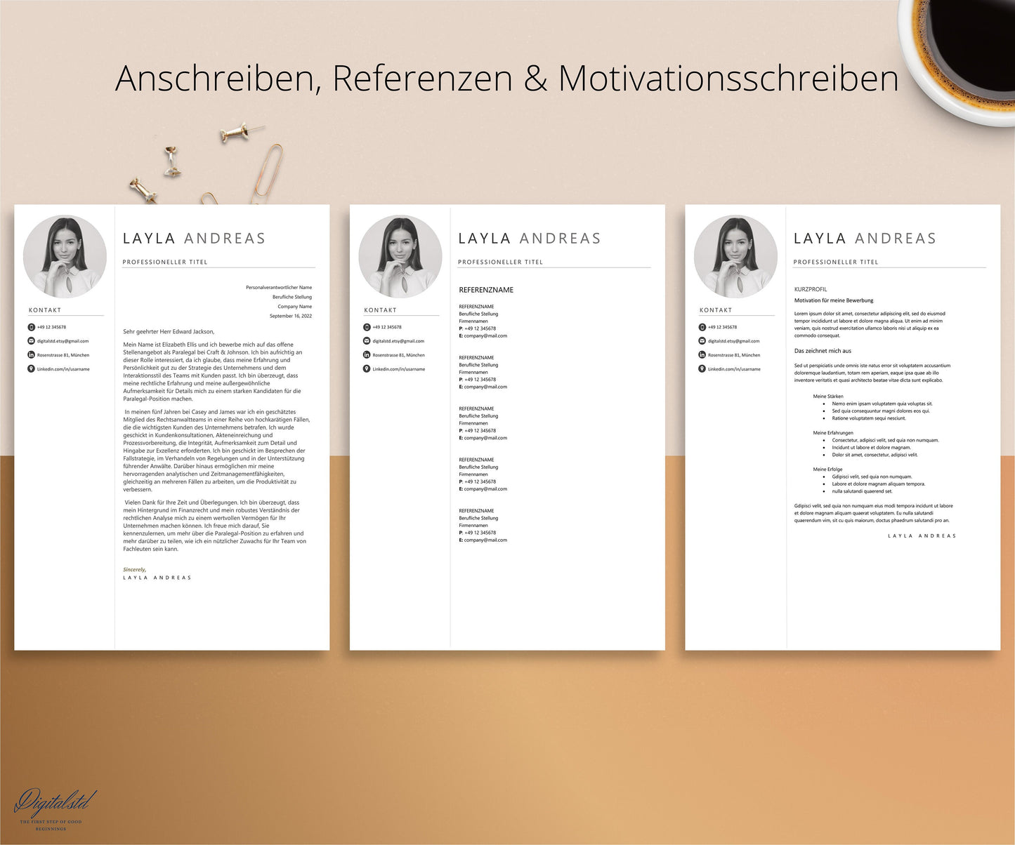 Lebenslauf Vorlage Pages, Bewerbungsvorlagen Deutsch, Professionelle Lebenslauf für Word und Pages, CV Moderne, Bewerbungsvorlage, Bewerbung