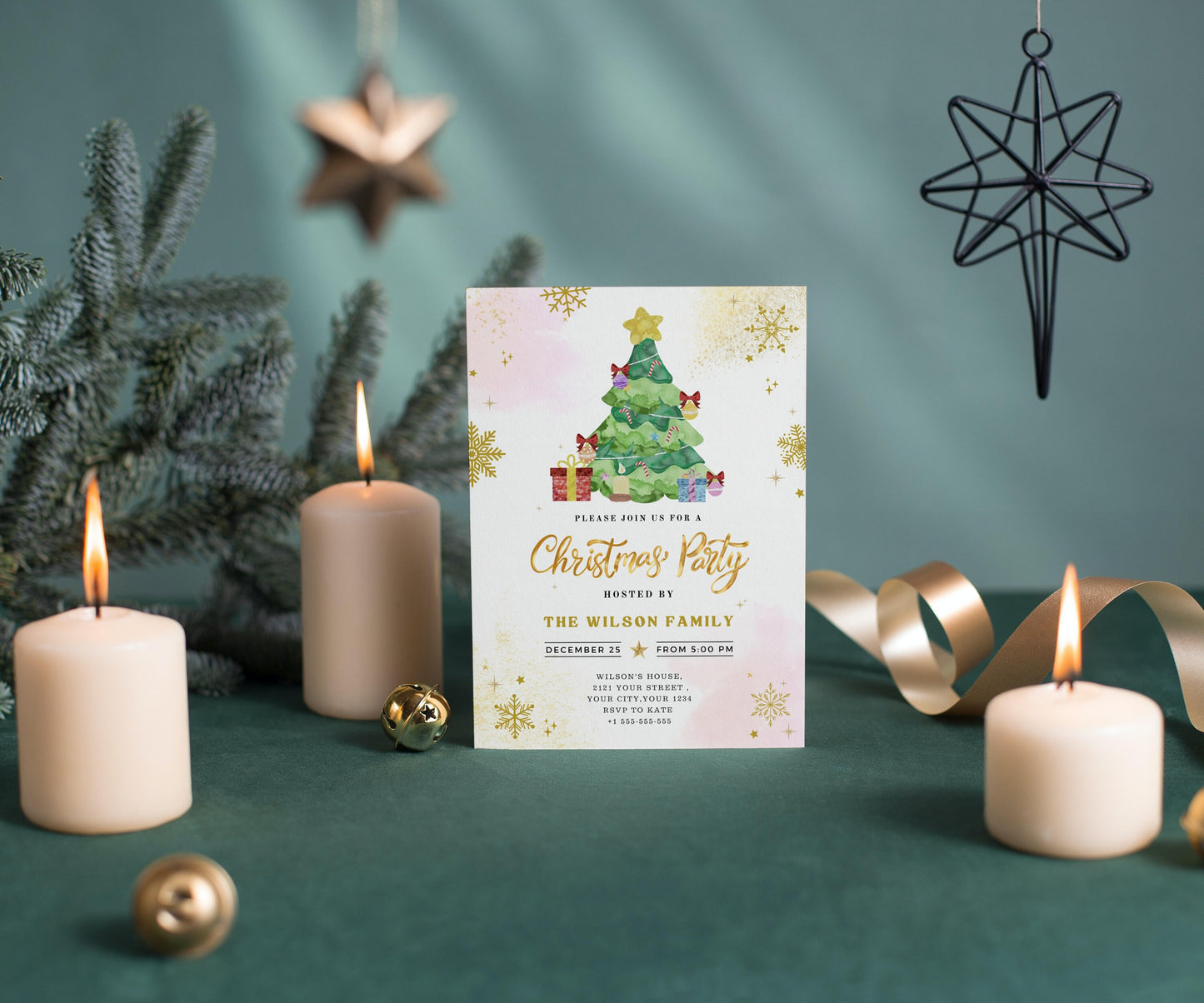 Christmas Party Invitation, Holiday Party Invitation Template, Editable Christmas Tree Invitation, Christmas Tree, Work Holiday Party