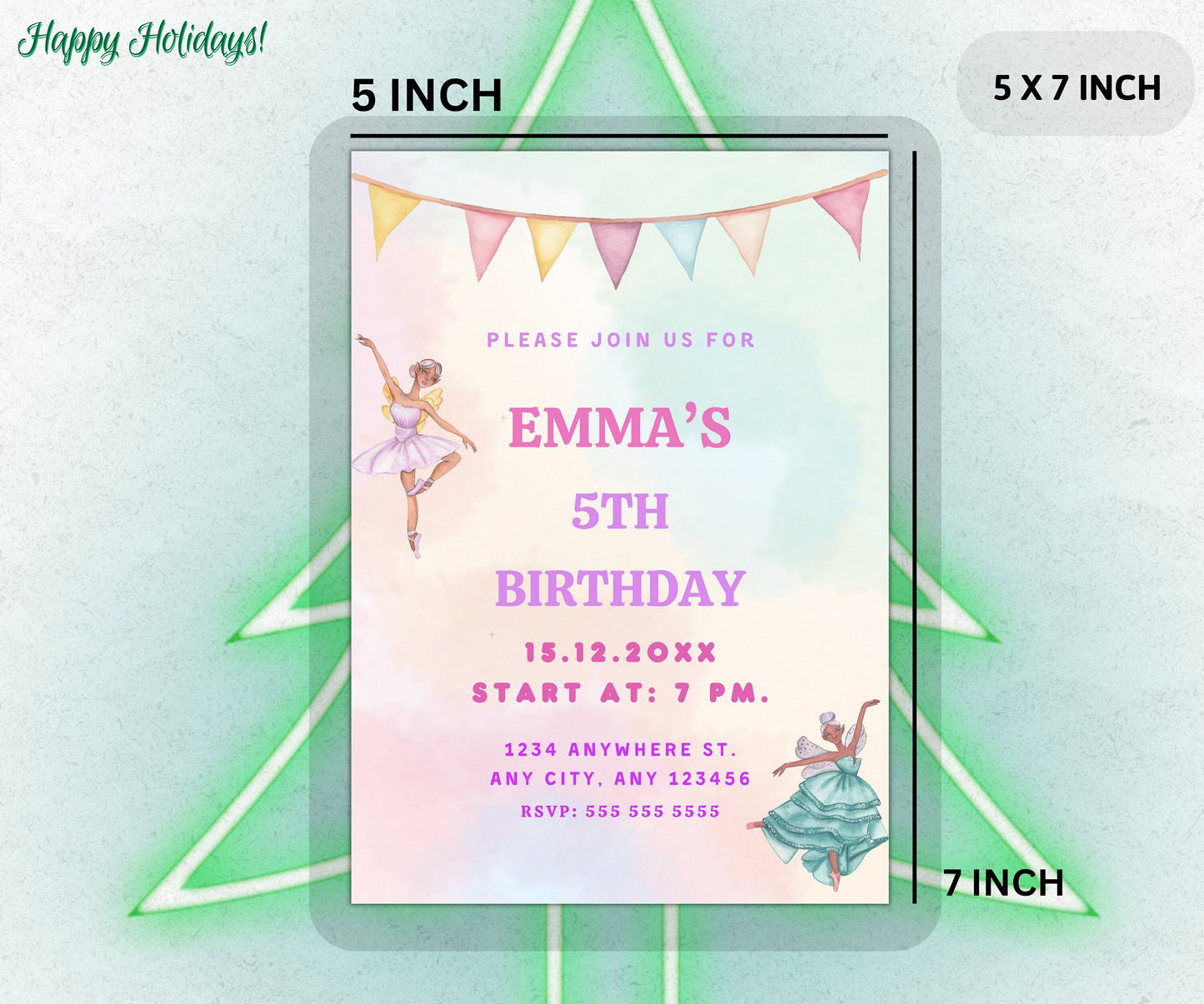 Editable Christmas Party Invitation, Jingle and Mingle Party Invitation, Christmas Birthday Invitation, Santa Claus Party Card Invitation