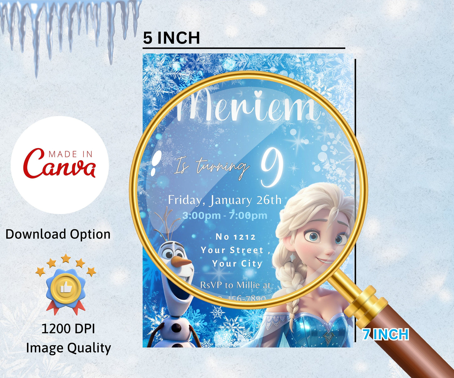 FROZEN Invitation, Elsa Birthday Invitation, Printable Winter Snow Birthday, Editable Frozen Birthday, Frozen Elsa Olaf Birthday Invitation